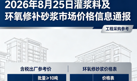 长岭2026年8月25日灌浆料及环氧修补砂浆市场价格信息通报